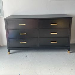 Black and gold 6 drawer dresser
