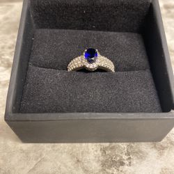 Zales Sterling Silver Sapphire Ring