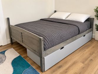 Full Size Bed Frame + NEW Mattress + Under-Bed Storage