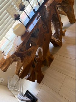 Natural organic wood console table