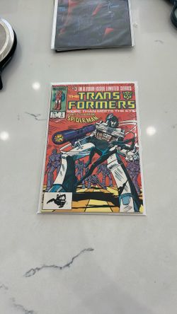 Transformers #3 (Marvel 1985) Spiderman Black Suit Crossover, 1 Staple, Manufacturing Error, VF