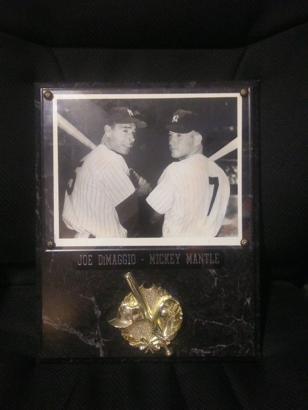 Mickey Mantle & Joe DiMaggio Baseball Plaque