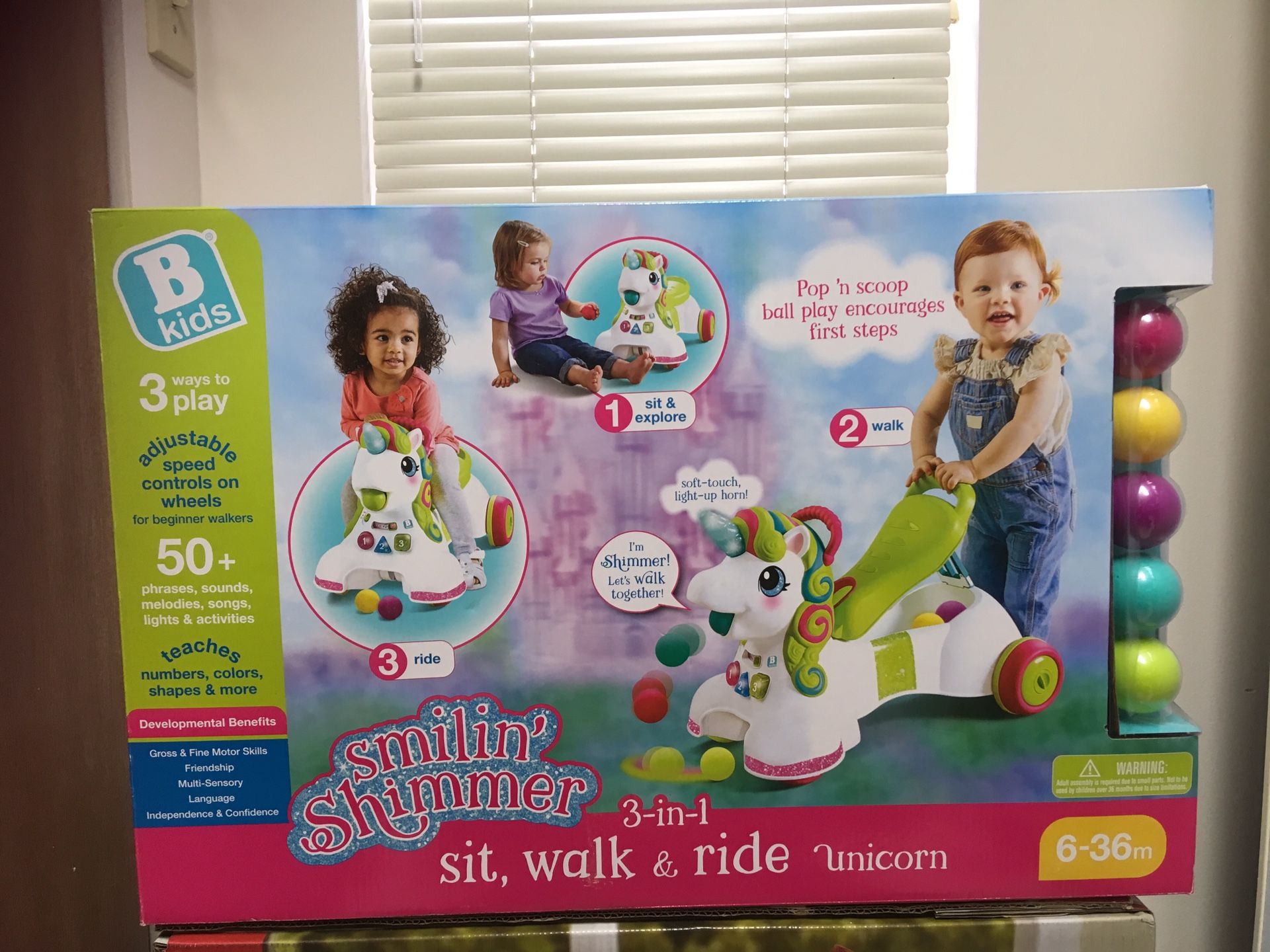 Cute unicorn baby walker 3 in 1 toy