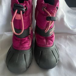 Sorel Flurry Winter Snow Boots Pink Waterproof NC1885-684 Girls 9