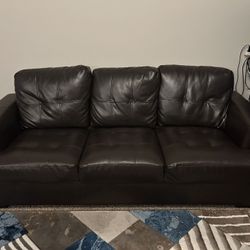3 Seater Leather Love Seat Sofa with Ottoman Bench