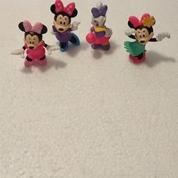 4 Disney 21/4" Minatures Minnie Mouse Daisy Duck 