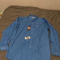 Cinch NWT Blue Button Down Shirt Men's Size XXL
