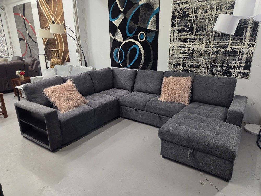 Sectional Pull Out Bed Storage Chaise