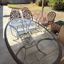 Outdoor Table and 6 Chairs Wrought Iron