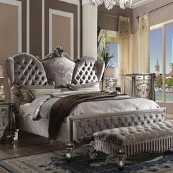 Brand New Velvet Platinum Italian Inspired Bed