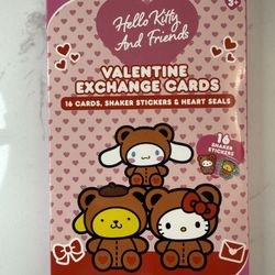 Hello Kitty & Friends - Valentine’s Day Cards (16 Cards, Shaker Stickers & Heart Seals) Licensed 