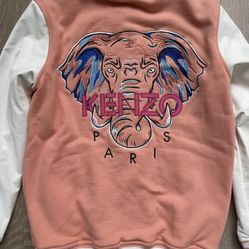 KENZO kids boys girls bomber jacket with leather sleeves logo back size 10 / 140