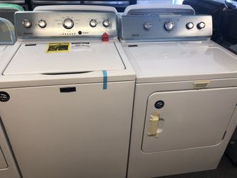 New scratch and dent Maytag washer and dryer set. 1 year warranty