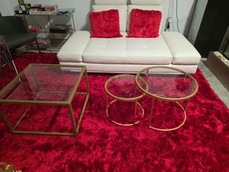 Elegant Gold & Glass Table Set – Modern Glam