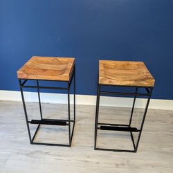 Majewski Square Mango Wood 29" Bar Stool (2 Stools)