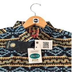 Movie and Tv Show Clothes large $88 RETAIL platini nwt mens black tan blue shirt