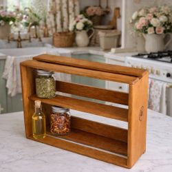 Vintage Cal Oak Collection Branded Spice Crate | Solid California Oak Kitchen Organizer | 1980s