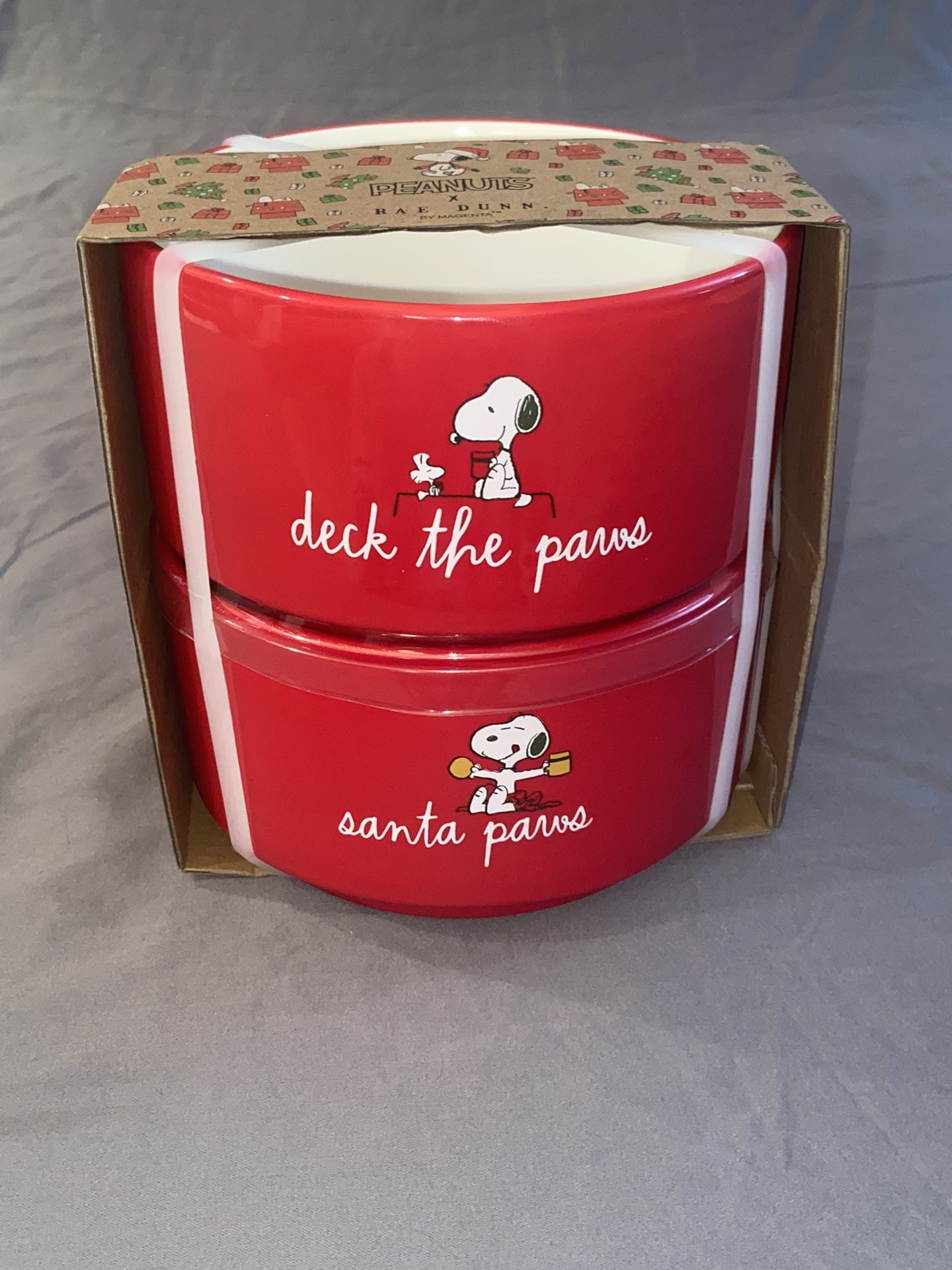 Rae Dunn Snoopy Holiday Pet Bowls