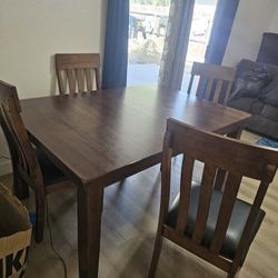 Dining Table With 4 Chairs, Extended For 6 Seater (Brand - Ashley)