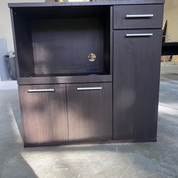 Brown Storage Cabinet With Shelves And Drawer!