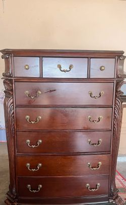 Tall Dark Wood Chest of Drawers