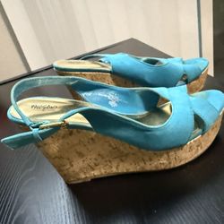 teal Cork Wedges