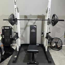 Complete Home Gym Setup – 300 lbs Weights + Bench + Bars + Squat Rack