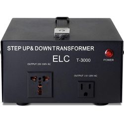 ELC T-3000 3000-Watt Voltage Converter Transformer - Step Up/Down - 110V/220V - Circuit Breaker Protection