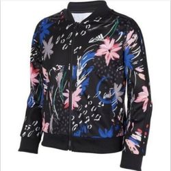 ADIDAS NEW $45 Front Zip Floral Bomber Jacket  Girls M (10-12)