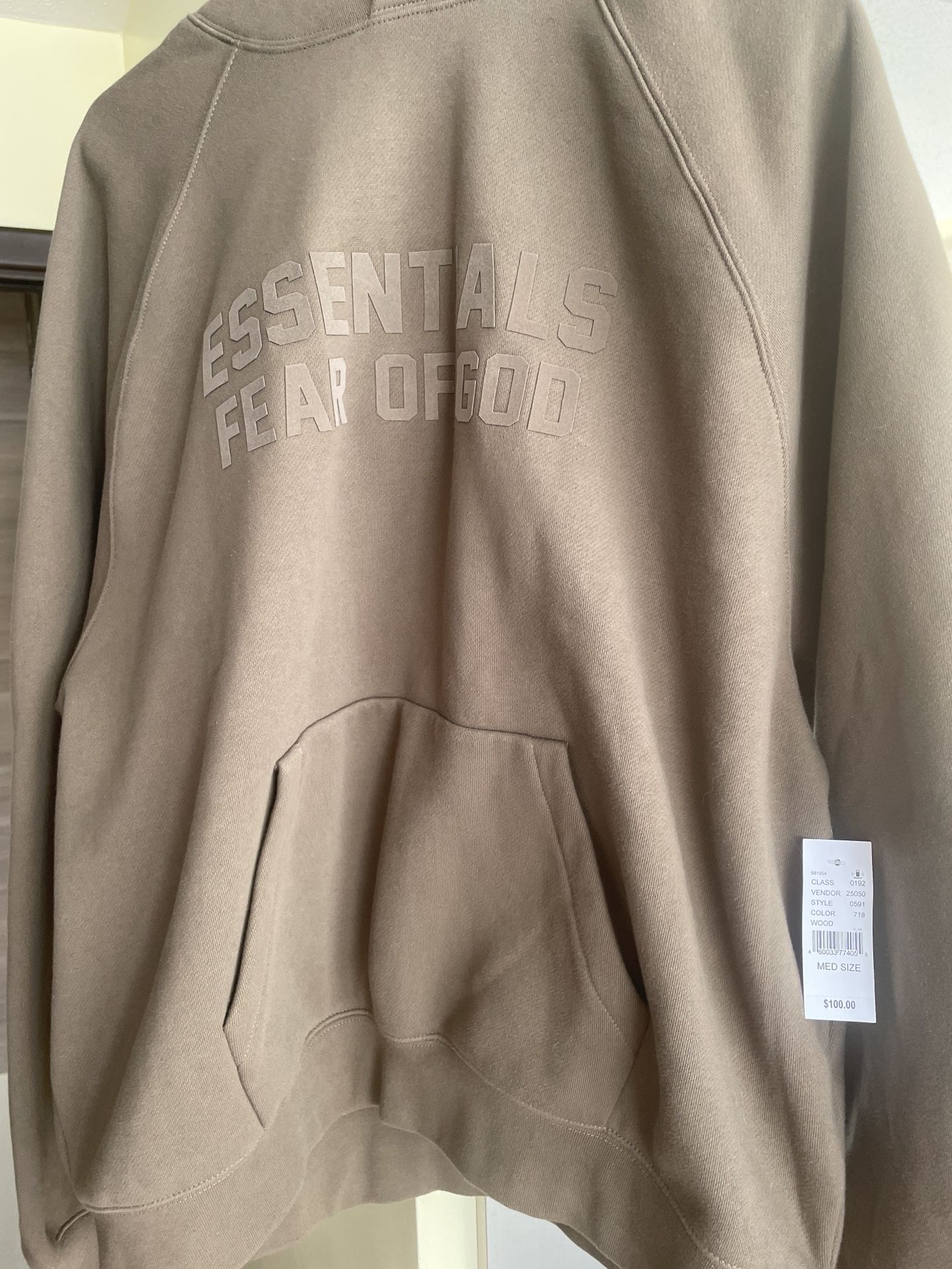 New Fear Of God Essentials Hoodie Wood Medium