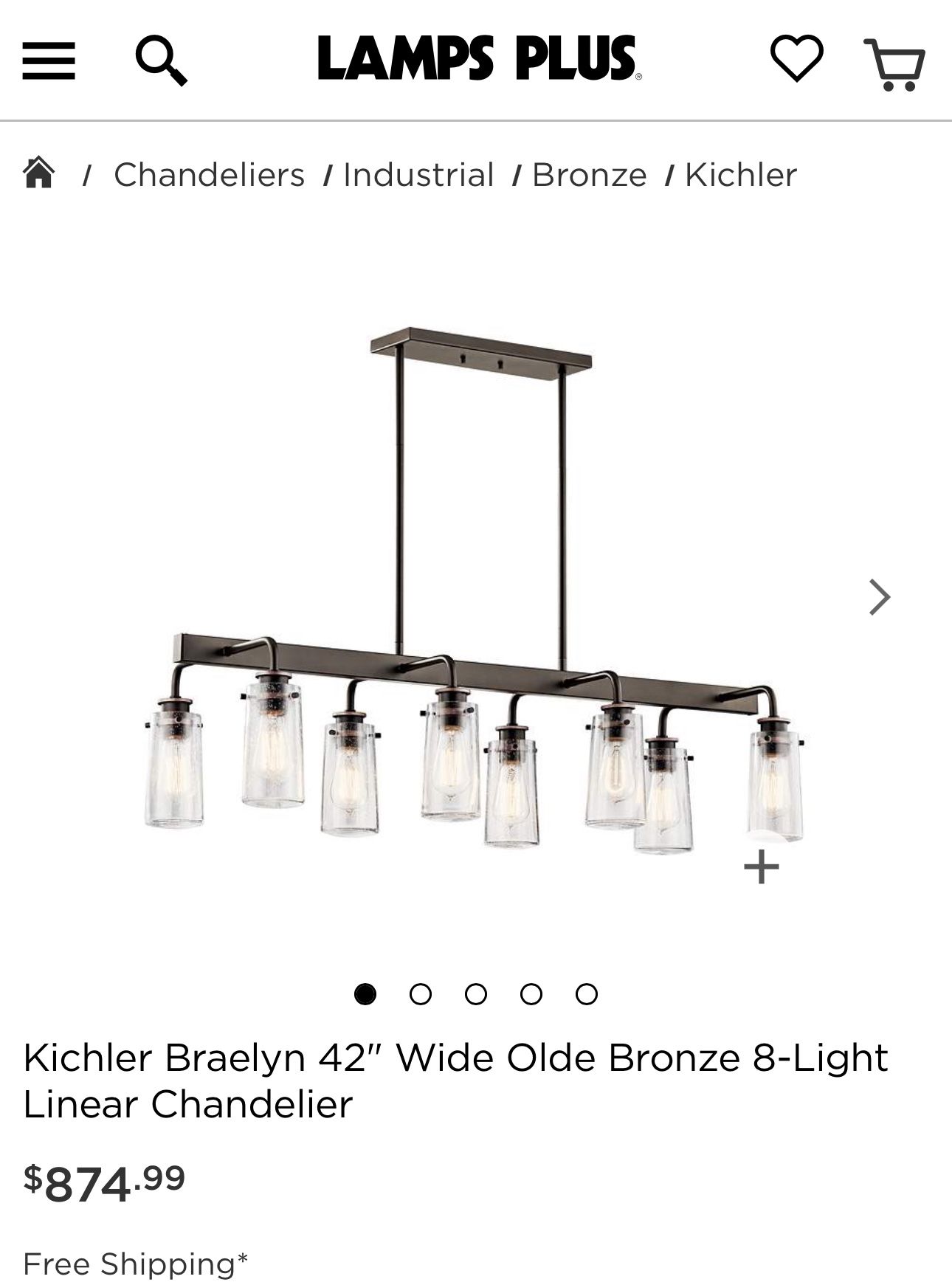 8 Light 42 inch Wide Chandelier