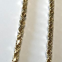 14k Solid Gold nice fancy Rope Chain. Long 18” grams 8.4