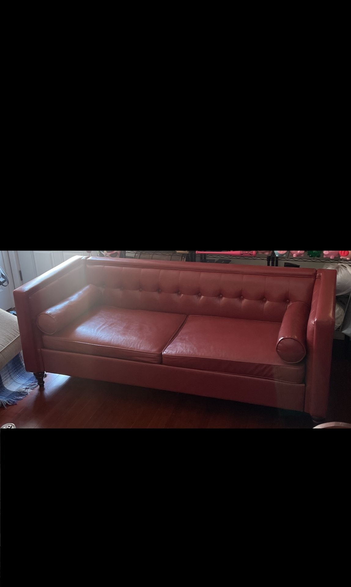 Quantity Two Faux Leather Sofas