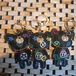 Faux leather teddy bear Keychain