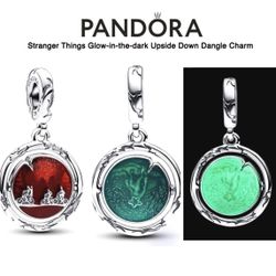 PANDORA Stranger Things Glow-in-the-dark Upside Down Dangle Charm w/box