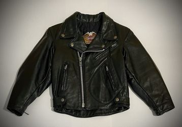 Kids’ Vintage 1980 Harley Davidson Leather Motorcycle Jacket size 8