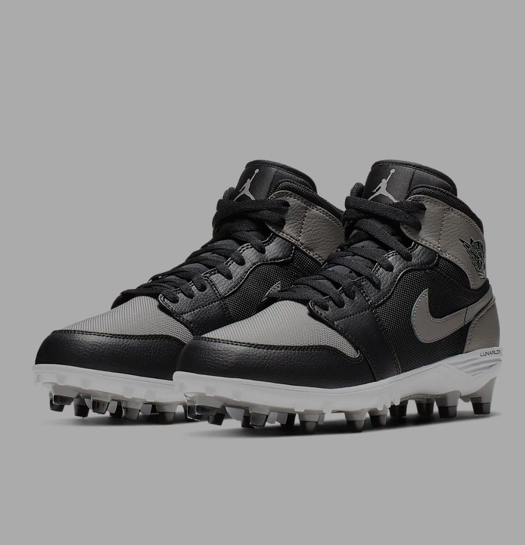 Jordan 1 cleats black gray white size 9.5 new, never worn. No box.