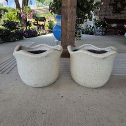 Wavy White Clay Pots, Planters, Plants. Pottery, Talavera $55 cada una