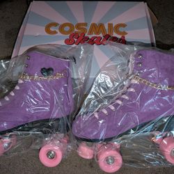Cosmic Skates Purple Suede Chain Roller Skates  SIZE 11.   ((BRAND NEW))