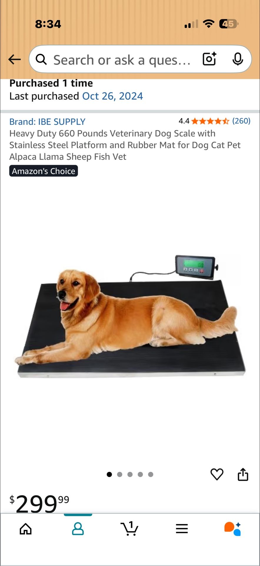 Heavy Duty 660 Pounds Veterinary Dog Scale with Stainless Steel Platform and Rubber Mat for Dog Cat Pet