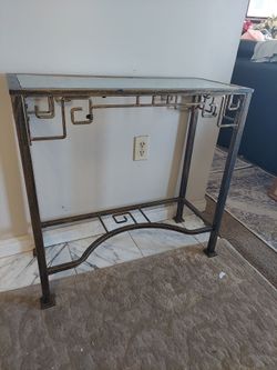 Grass top wrought iron side table