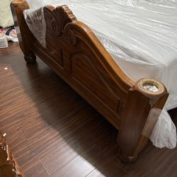 wood  Queen bed frame and dresser