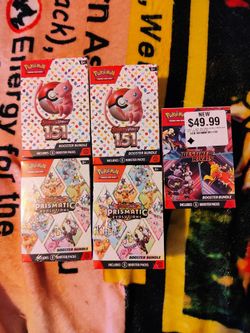Pokemon booster bundles x2 151, x2 prismatic evolutions, x1 destiny rivaled