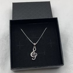 S925 Sterling Silver Music Note Necklace for Women