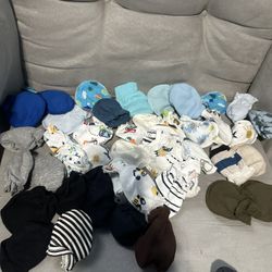 Lot of mittens for newborn baby