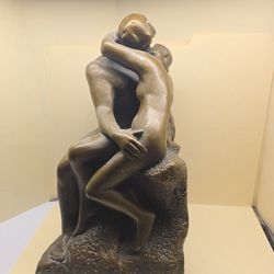 Vintage Auguste Rodin "The Kiss" Bronze Ceramic Statue by Esco Products
