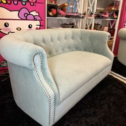   Loveseat With Nailhead Trim In Dusty Blue