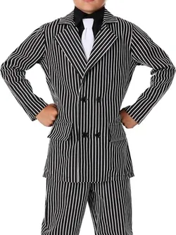 Gangster Boys Pin Stripe Suit Halloween Costume Suit Size Large 10-12