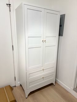 White Wardrobe Armoire with Drawers