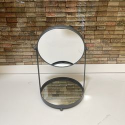 Dark Grey Magnifying Mirror And Tray